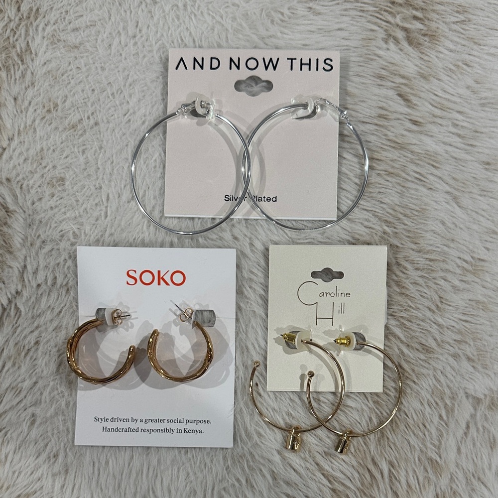 Macy's Gold and Silver Hoop Earring Set